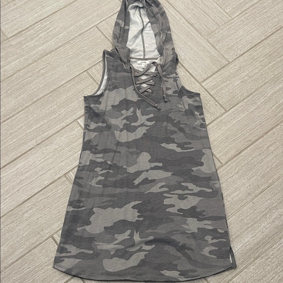 Maurices Dresses & Skirts - Maurice’s Sleeveless Camo Hooded Tank Dress - Gray Camouflage